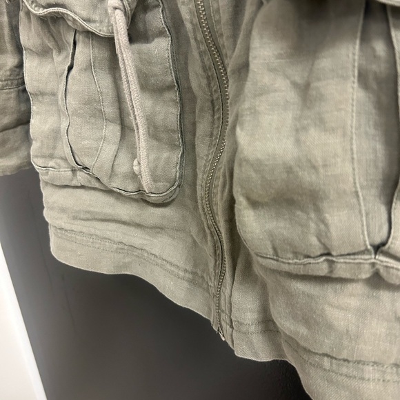 Avec Les Filles (Anthropologie) Linen XS EUC Green Utility Jacket Adjustable Fit - Picture 9 of 13